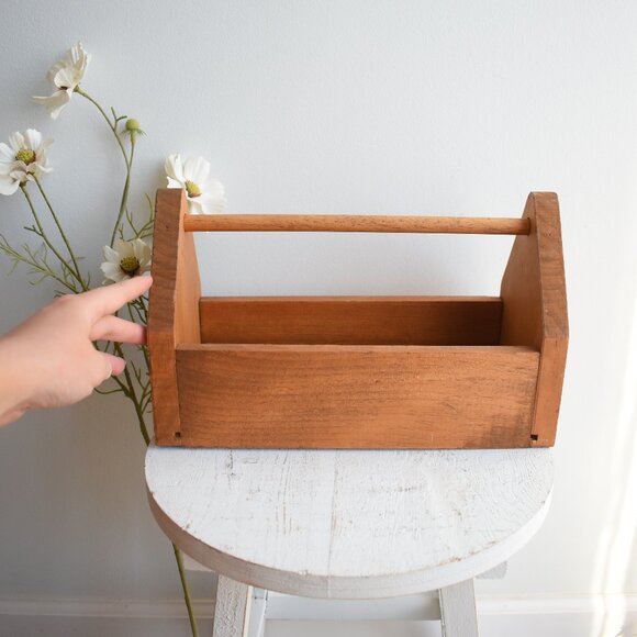 Vintage Antique Handmade Wood Tool Box Caddy Country Cottage Farmhouse Decor - Picture 6 of 7